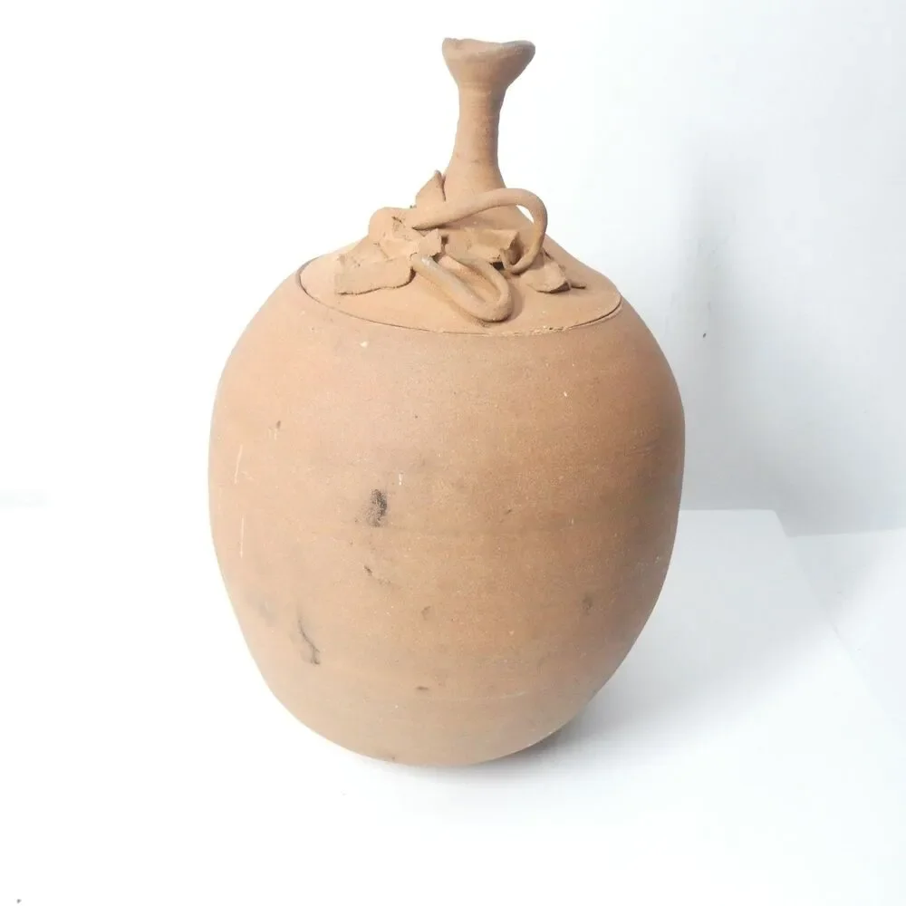 Terra Cotta Pumpkin Jack O Lantern Candle Holder Signed Clay Pottery Handmade